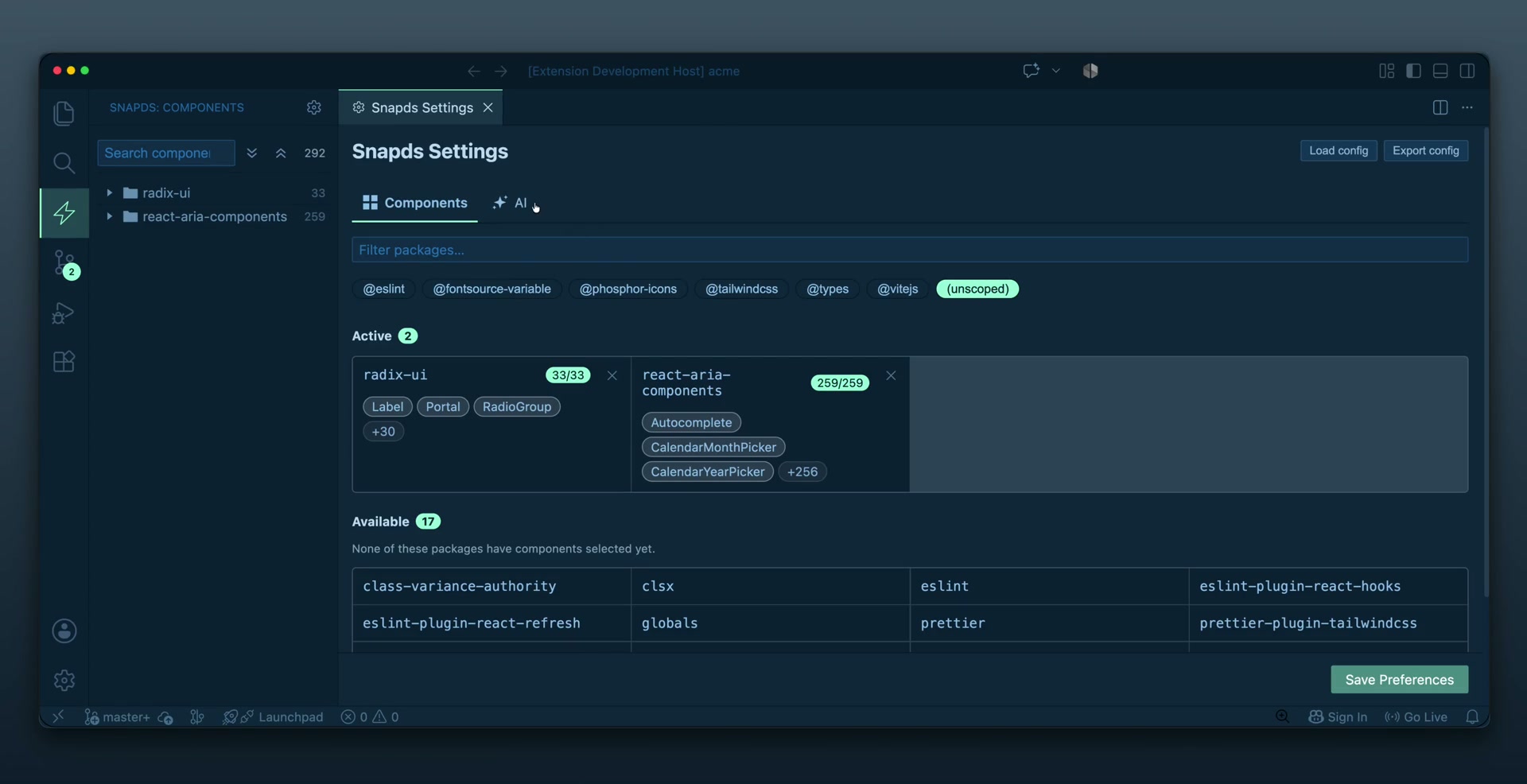 Turn a component package into a skill your AI agent can use, straight from the editor.